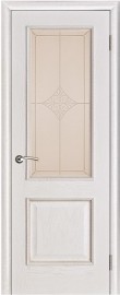 Фото -   Межкомнатная дверь "Шервуд", стекло "Ромб", белая патина   | фото в интерьере