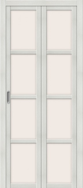 Фото -   Складная дверь "Твигги V4", по, Bianco Melinga   | фото в интерьере